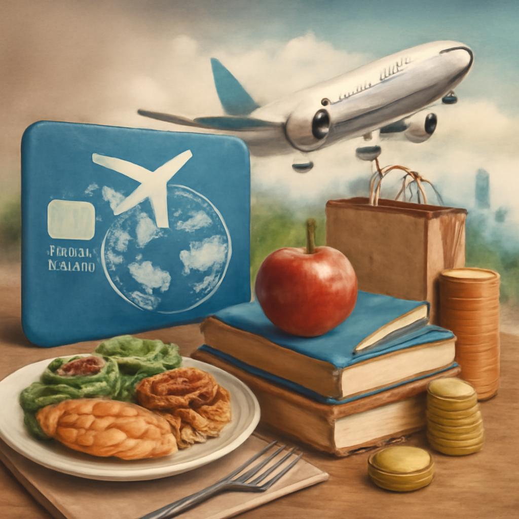 milhas para alimentação e comércio de produtos de educação