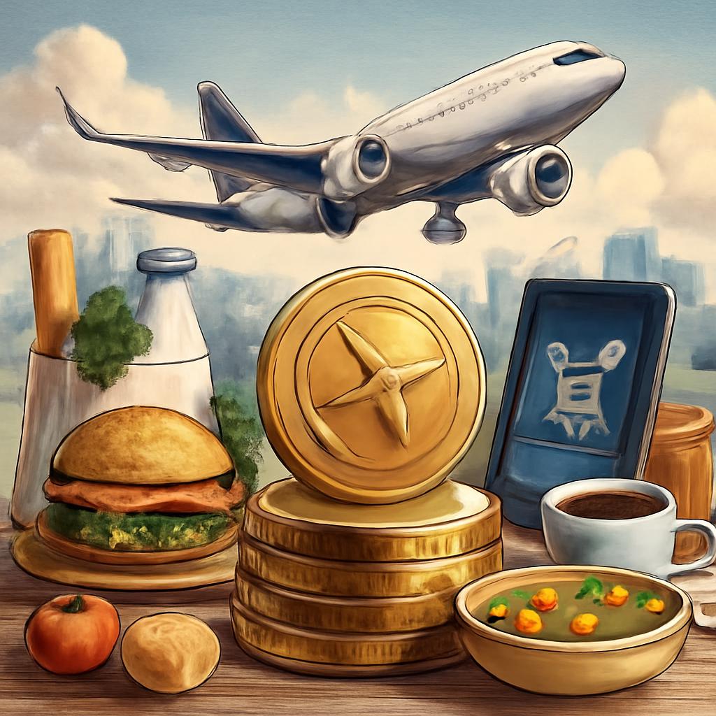 milhas para alimentação e comércio de produtos e serviços digitais