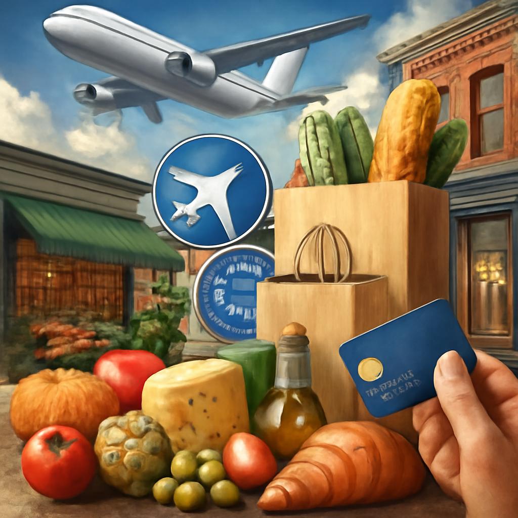 milhas para alimentação e compras locais