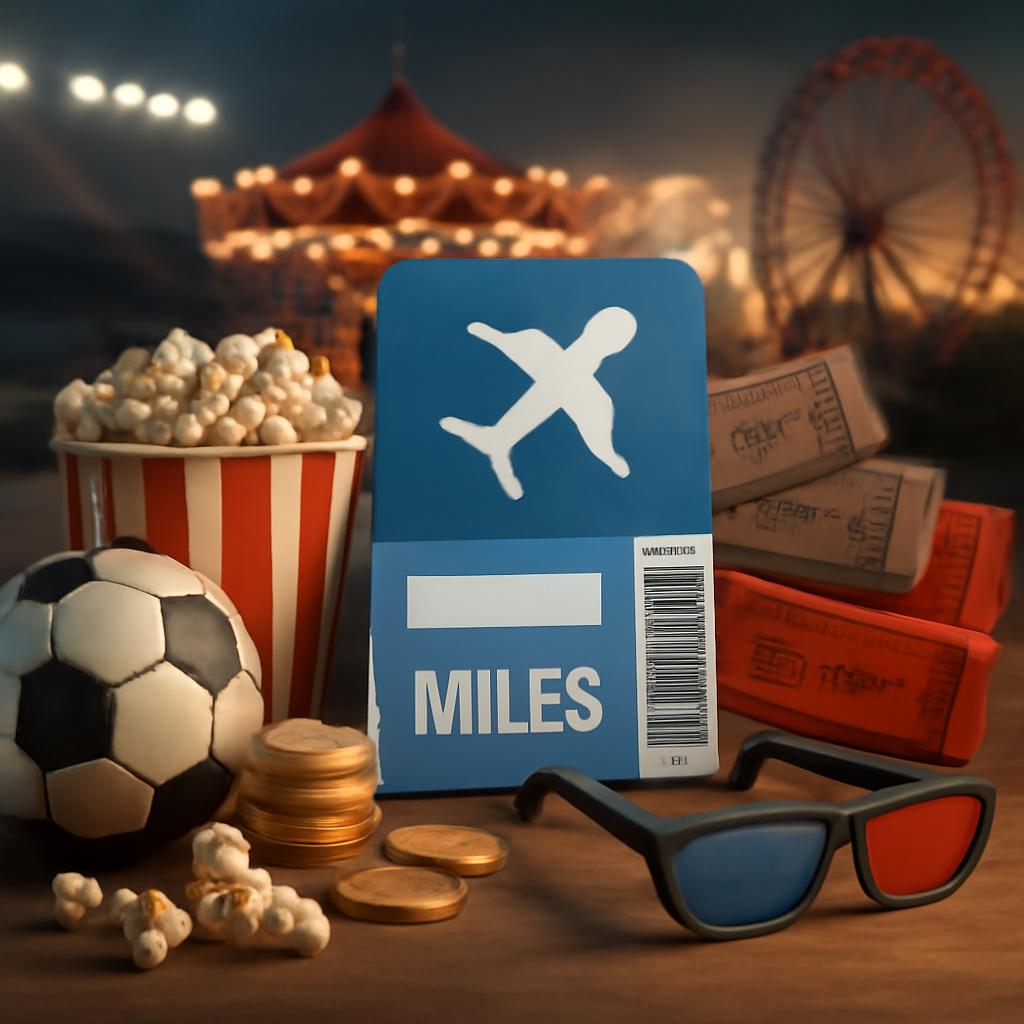 milhas para atividades de uso em eventos de entretenimento