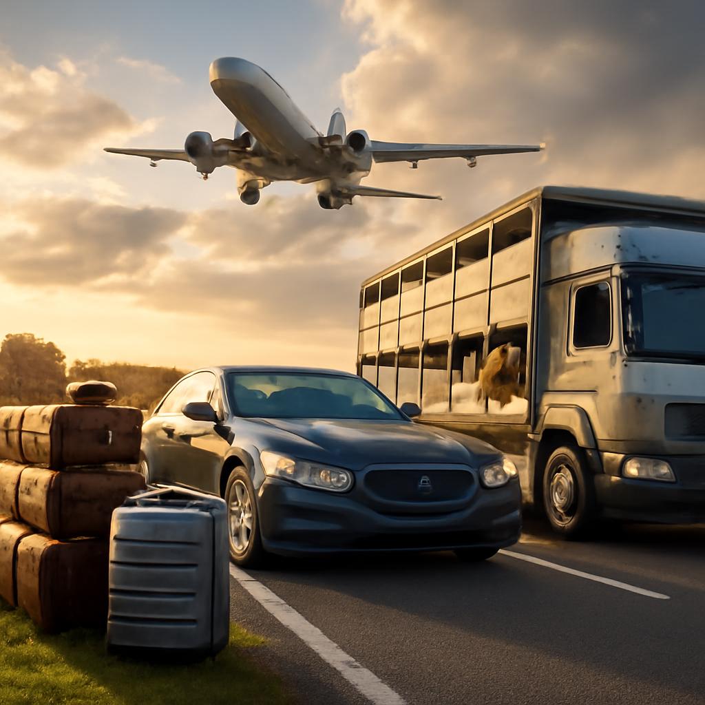 milhas para automóveis para transporte de cargas animais