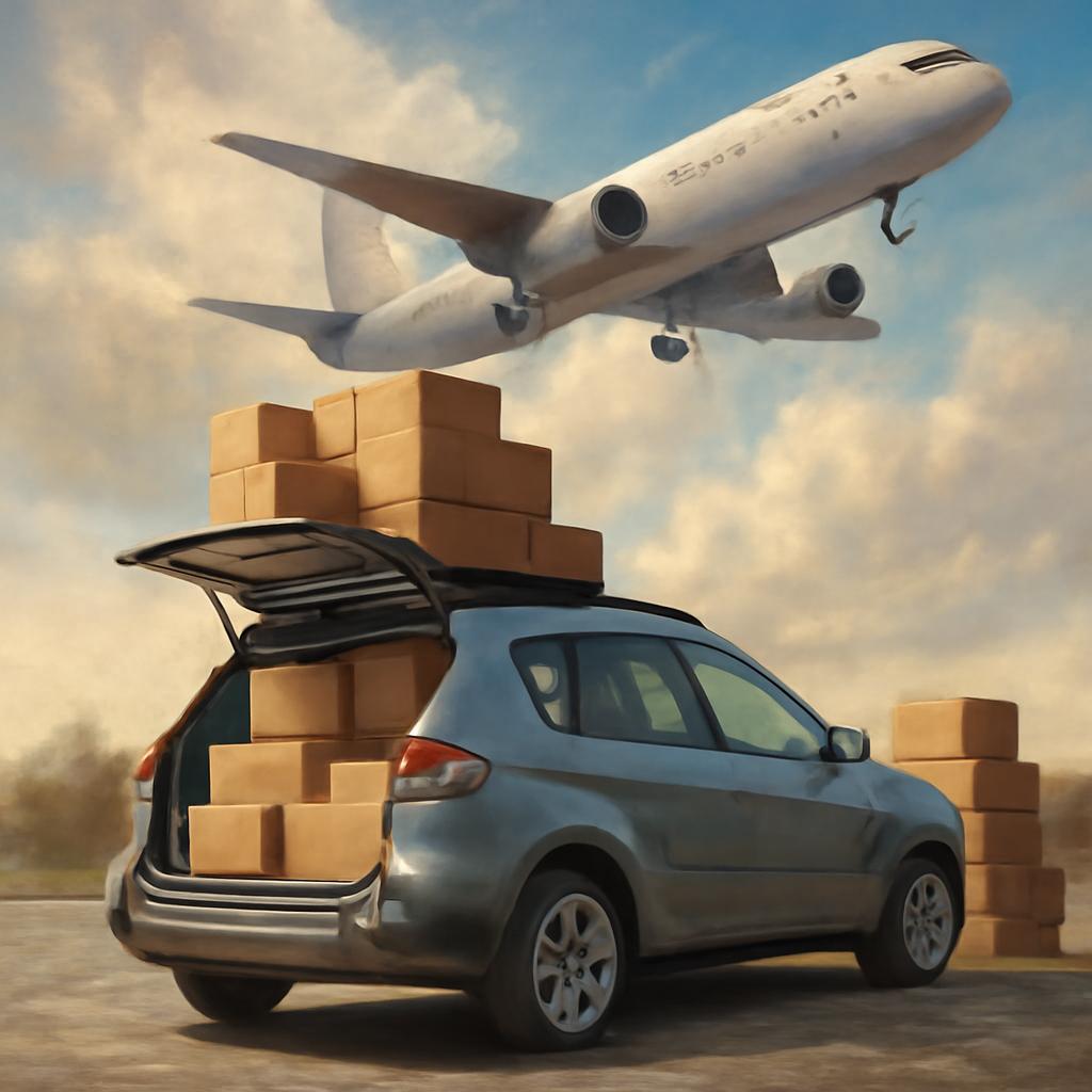 milhas para automóveis para transporte de objetos