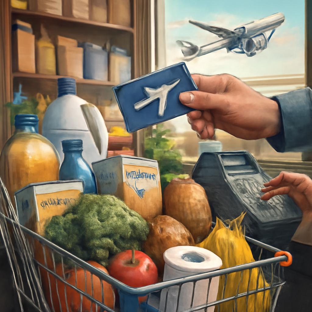 milhas para compras de produtos essenciais