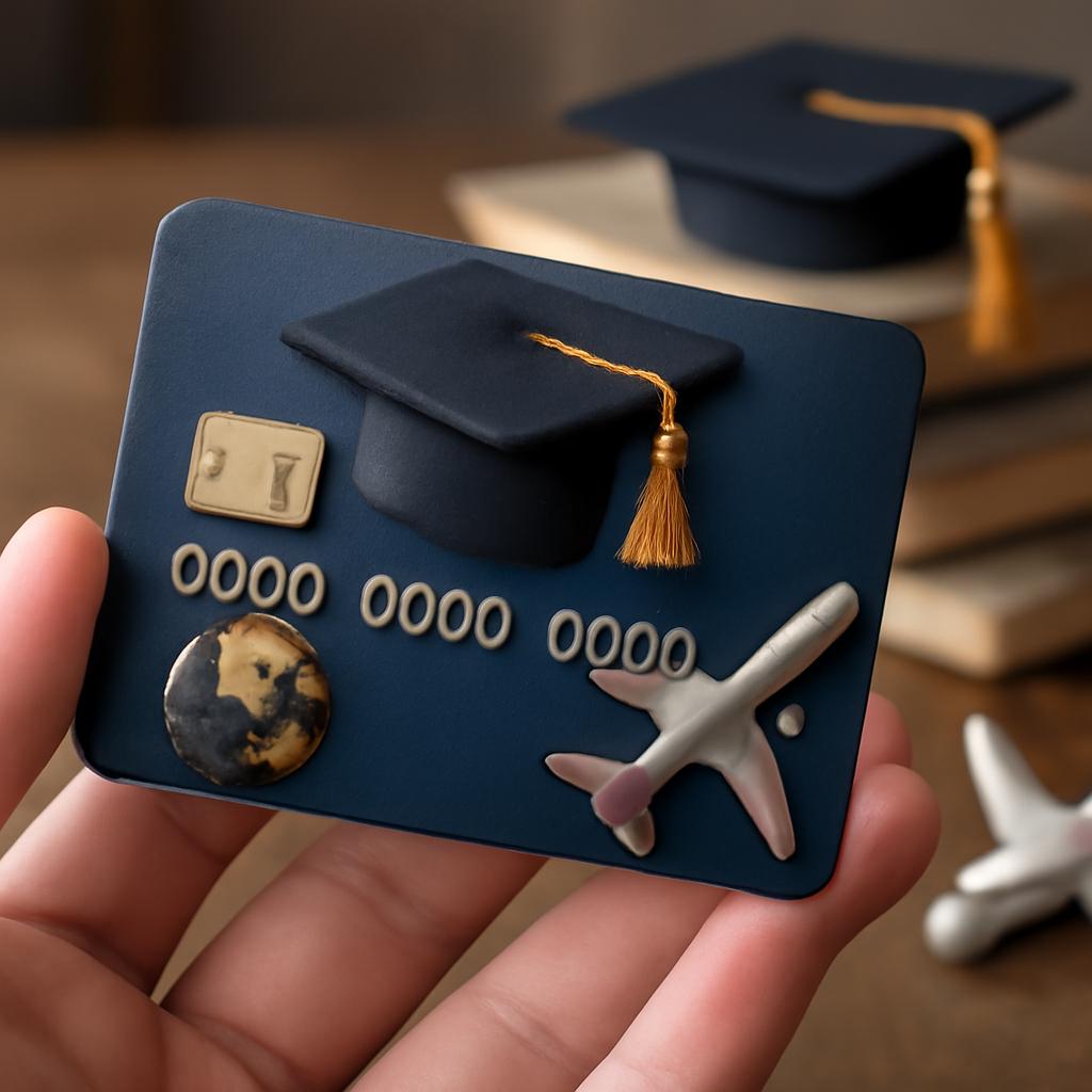 cartão para estudantes de pós-graduação com pontos