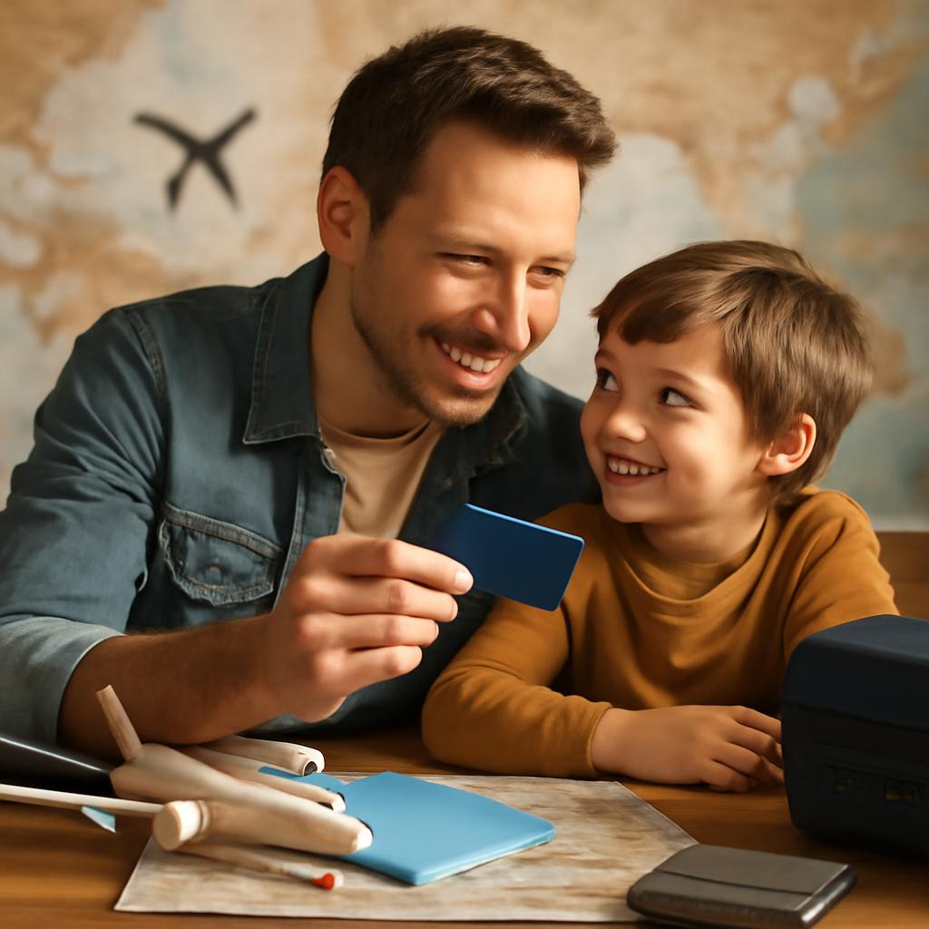 cartão para pais e filhos juntar pontos