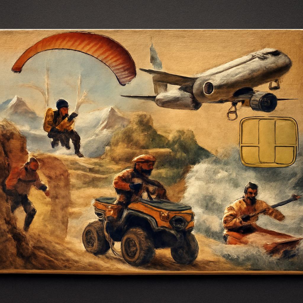 cartão para pontos em experiências de aventura extrema