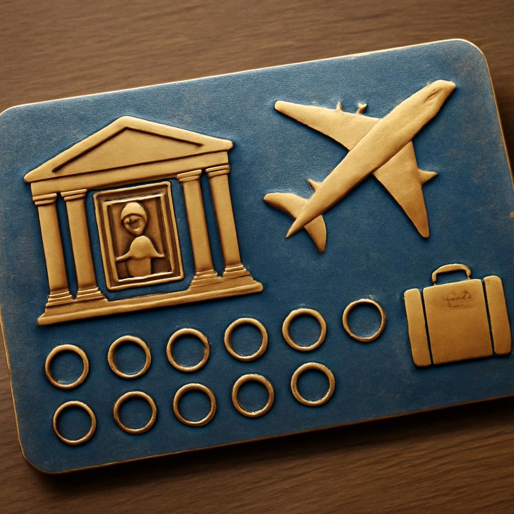 cartão para pontos em viagens para exibições de arte