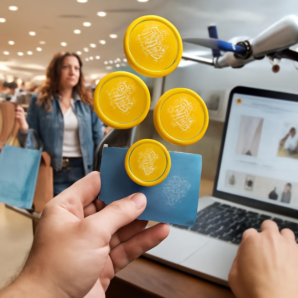 pontos acumulados em compras em lojas de departamento físicas e virtuais