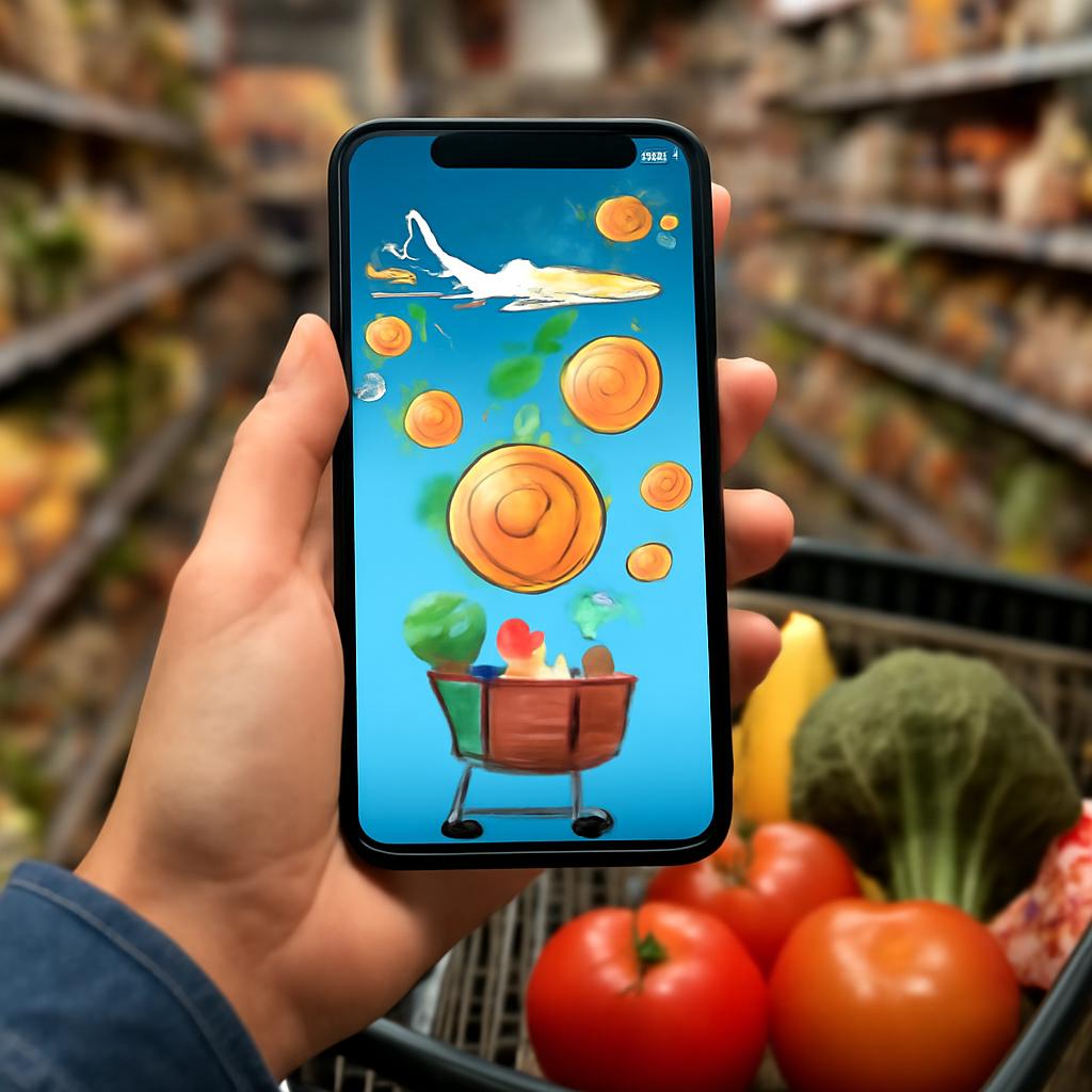 pontos acumulados por compras em aplicativos de supermercado
