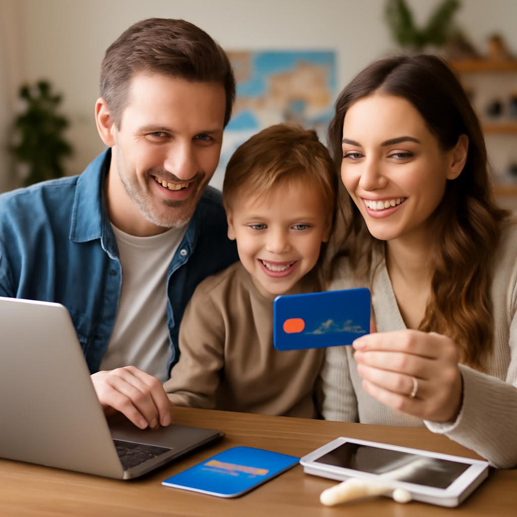 cartão familiar para acúmulo conjunto de pontos
